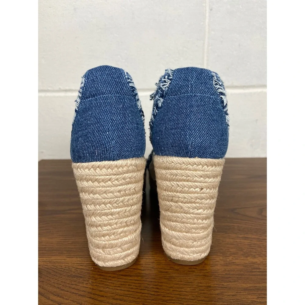 NIB Michael Kors Berkley Mid Denim Espadrille Wedge Zip Up Detail 9.5M‎ Blue